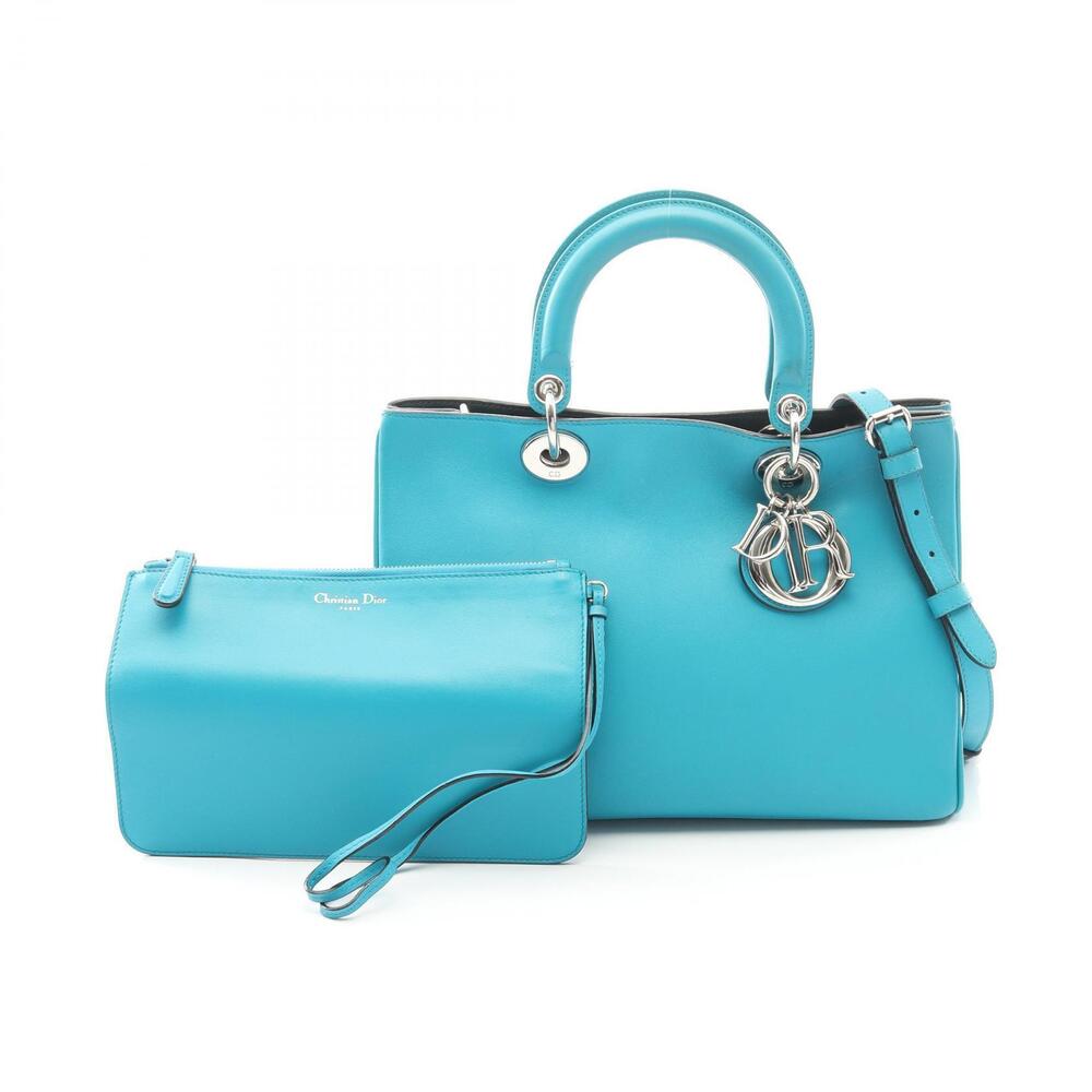 Christian Dior Diorissimo Handbag leather blue